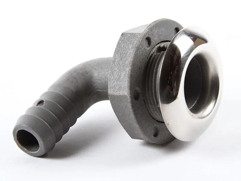 Plastgennemføring krom vinklet 19mm