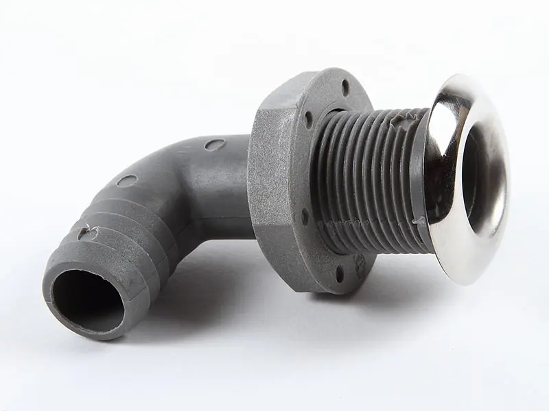 Plastgennemføring krom vinklet 25mm