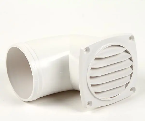 Ventilgæller plast hvid 90° bøjning