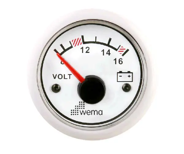 Voltmåler analog Wema Hvid 12V