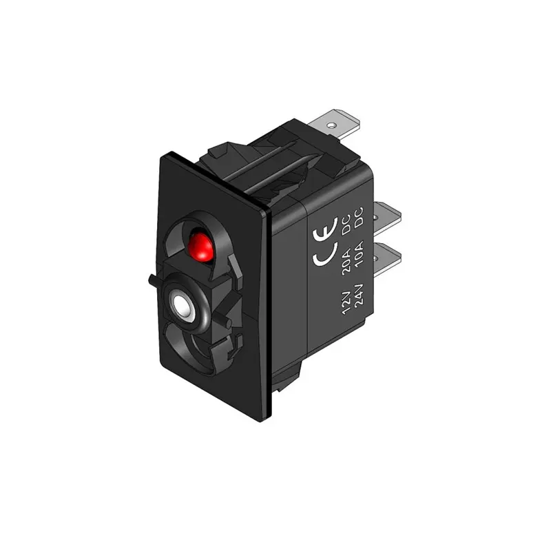 Strømafbryder (On)-Off-(On) med LED-diod