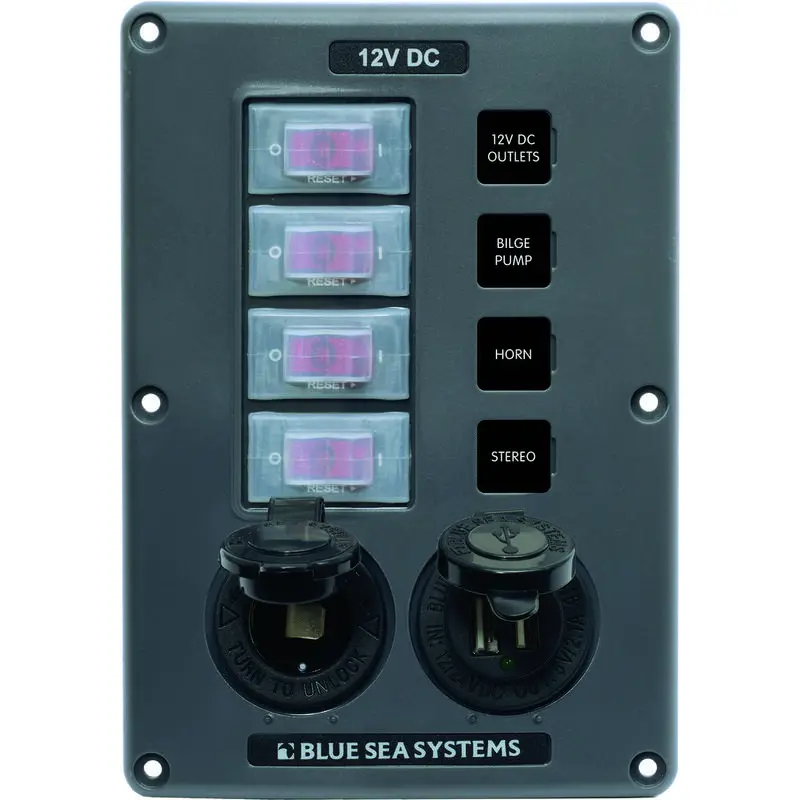 Blue Sea vandtæt elpanel 4-Pos+USB