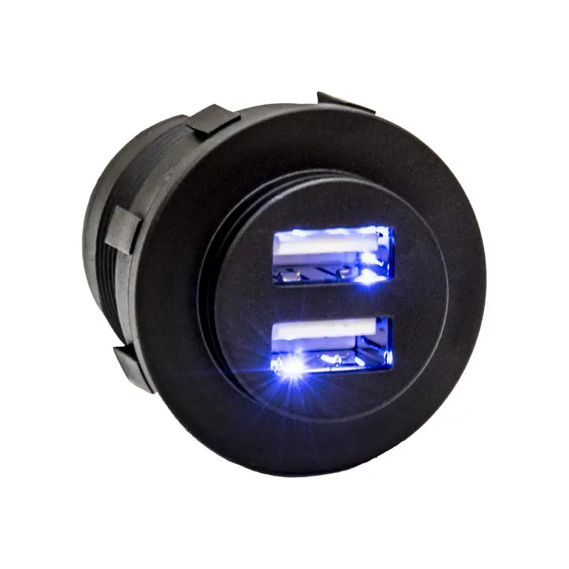 USB-udtag >5A sort MED belysning