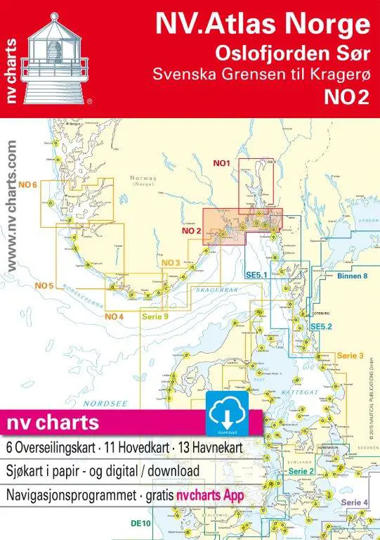 NO 2 NV.Atlas Norge Oslofjord Sør - Svenska Grænsen til Kragerø