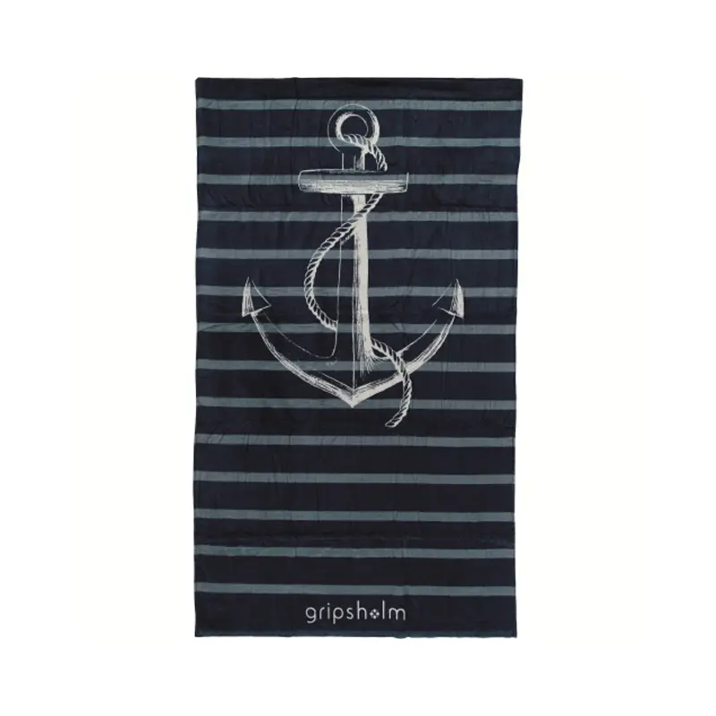 Badehåndklæde Hvid/Navy 90x180cm