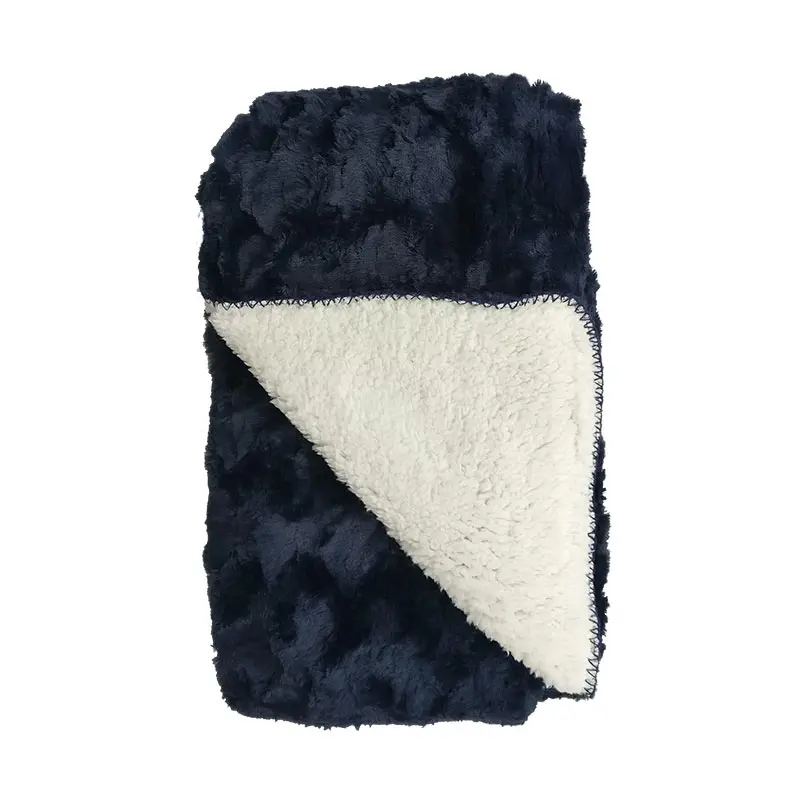 Plaid Sherpa mørkeblå/hvid