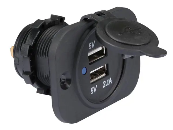 Product Image for Usb-udtag, indfældet, 2 portar, 12-24v