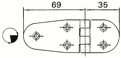 Dør-/Lågehængsel 69+35x38 mm RF